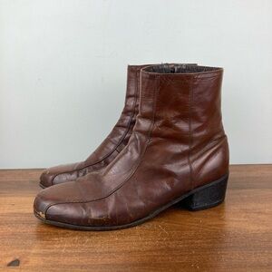 Vintage Florsheim Imperial Side Zip Whiskey Brown Leather Boots Men’s Size 10.